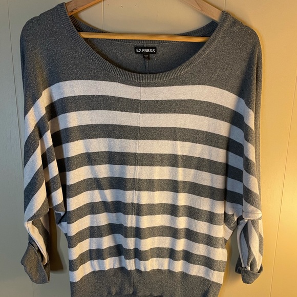 Express | Striped Sweater 3/4 Length Sleeves - Picture 1 of 6